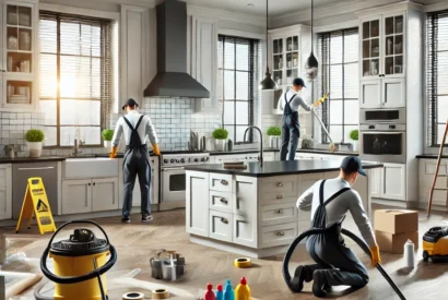 DALL·E 2025-01-05 18.42.17 - A visually striking depiction of a professional residential post-construction cleaning service. The image features a spacious, modern kitchen with lar